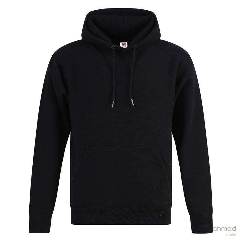Black hoodie sweatshirt product photography on ghost mannequin form