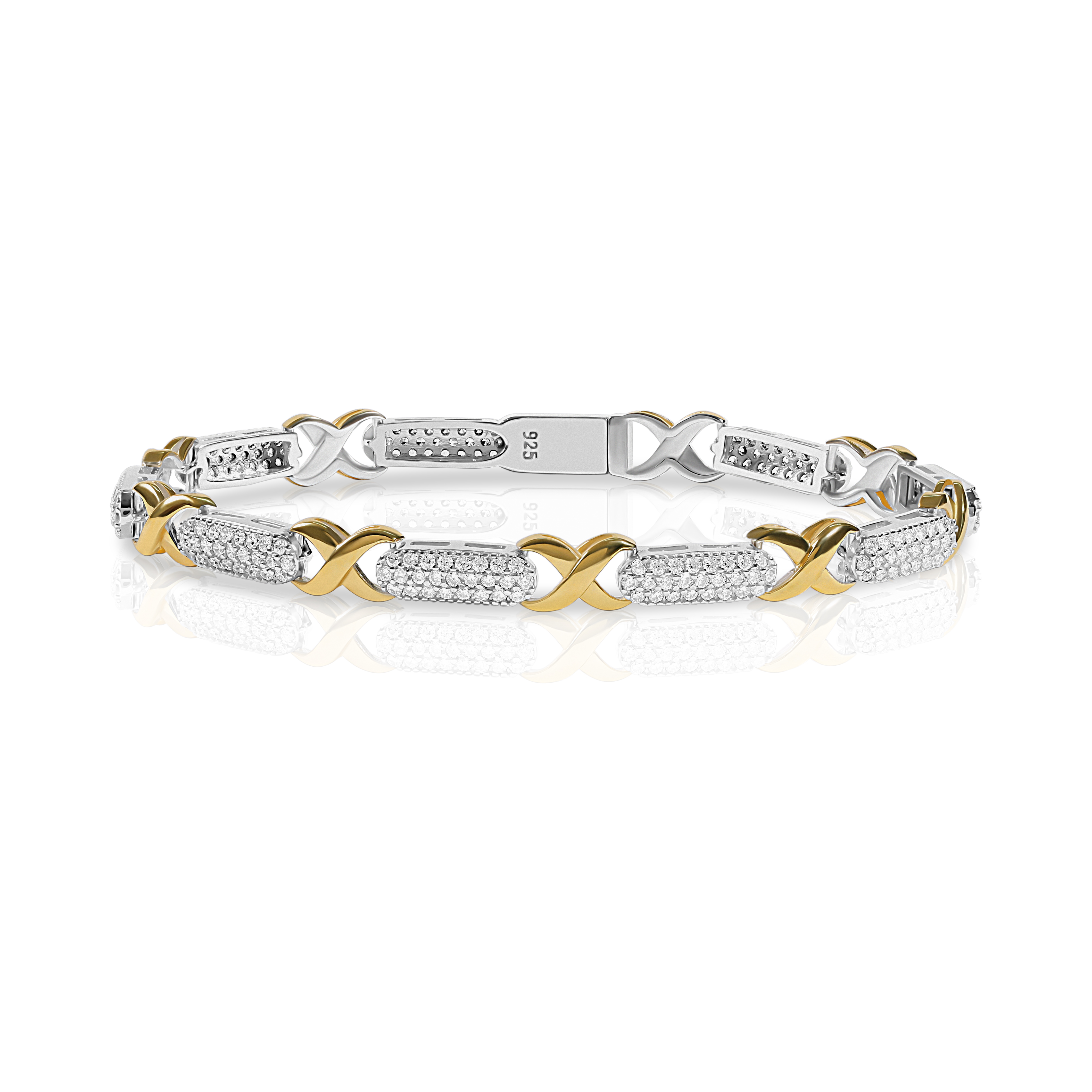 Stylish diamond-studded link bracelet with gold accents